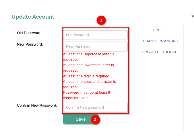 change password form