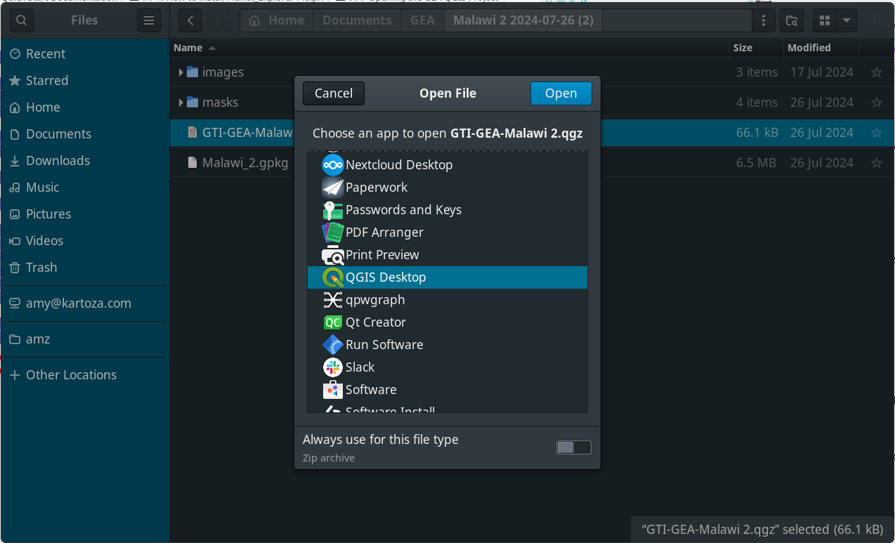 Open with QGIS